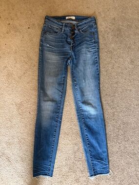 Madewell Women’s Blue High-Rise Button-Fly Skinny Jeans